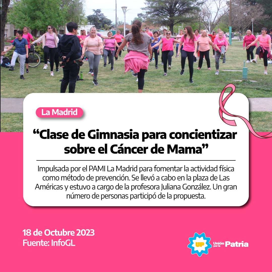 Clase de Gimnasia para concientizar sobre el Cáncer de Mama