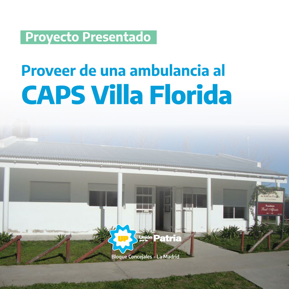 Pedido de ambulancia para Villa Florida